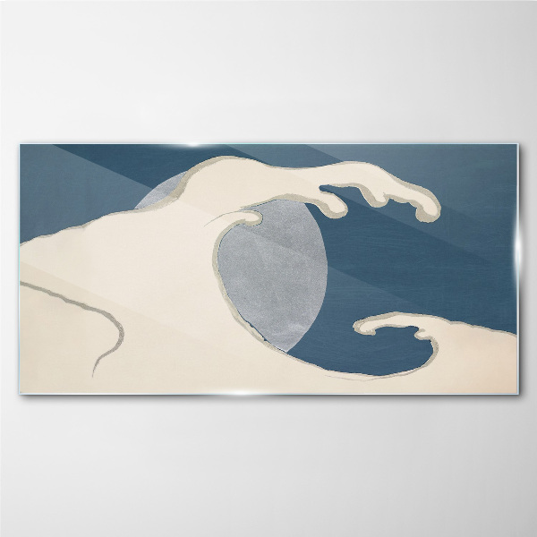 Wave in the moonlight Wall art on glass