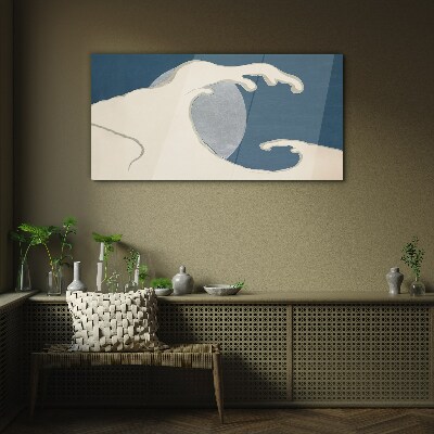 Wave in the moonlight Wall art on glass