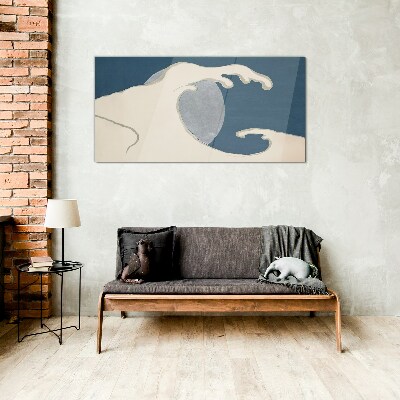 Wave in the moonlight Wall art on glass