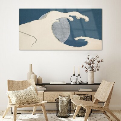 Wave in the moonlight Wall art on glass