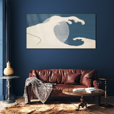 Wave in the moonlight Wall art on glass