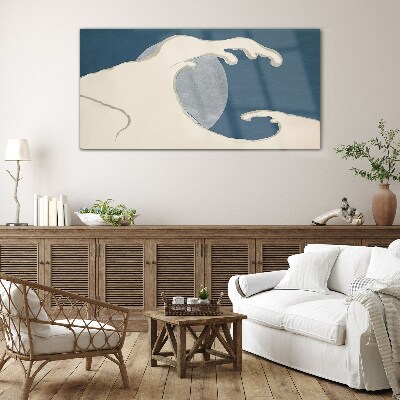 Wave in the moonlight Wall art on glass