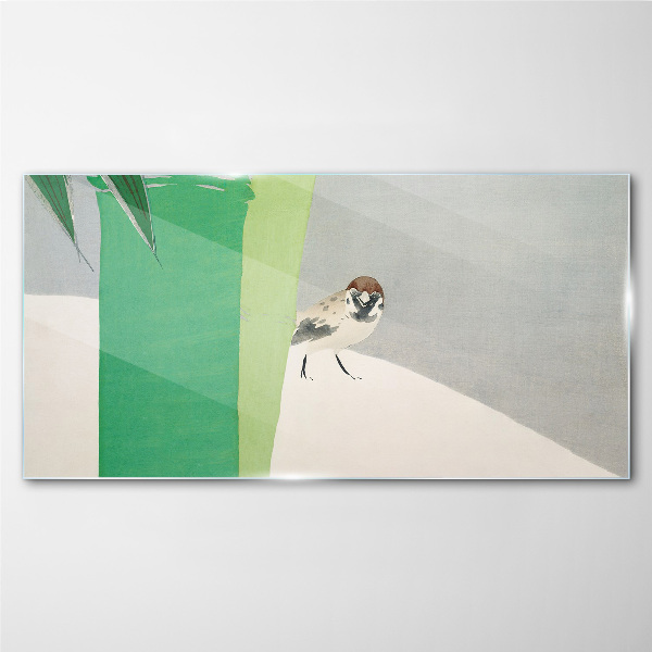A winged friend in the green Glass art print