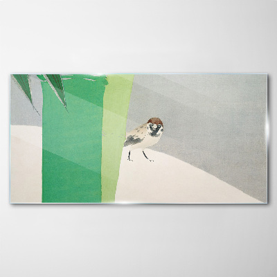 A winged friend in the green Glass art print