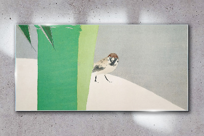 A winged friend in the green Glass art print
