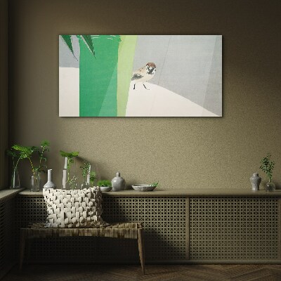 A winged friend in the green Glass art print