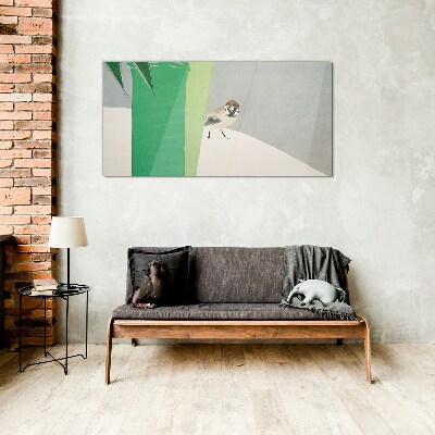 A winged friend in the green Glass art print
