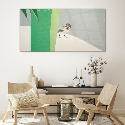A winged friend in the green Glass art print