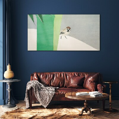 A winged friend in the green Glass art print