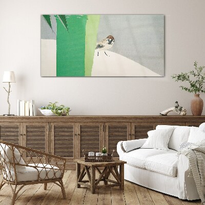 A winged friend in the green Glass art print