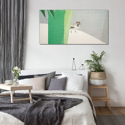 A winged friend in the green Glass art print