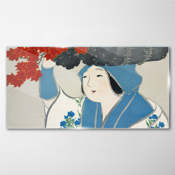 Joy among the autumn leaves Glass art print