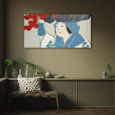 Joy among the autumn leaves Glass art print