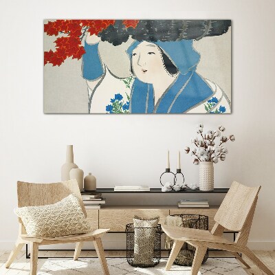 Joy among the autumn leaves Glass art print