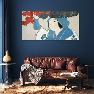 Joy among the autumn leaves Glass art print