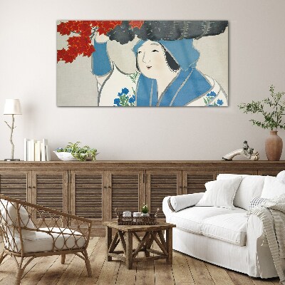 Joy among the autumn leaves Glass art print