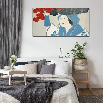 Joy among the autumn leaves Glass art print