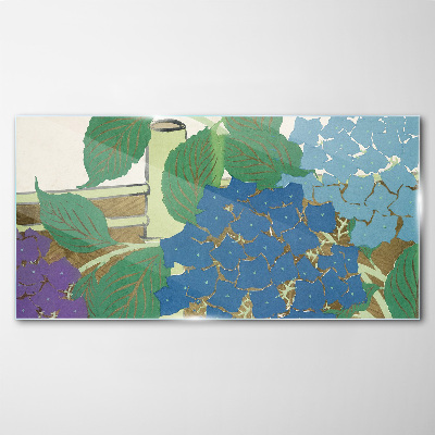 Floral compositions in pastel colors Glass art print
