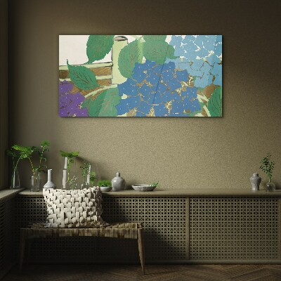 Floral compositions in pastel colors Glass art print
