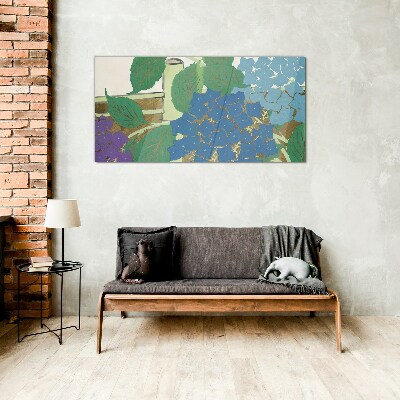 Floral compositions in pastel colors Glass art print