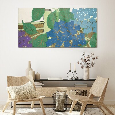 Floral compositions in pastel colors Glass art print