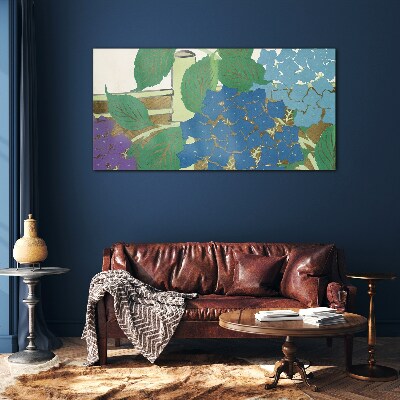 Floral compositions in pastel colors Glass art print