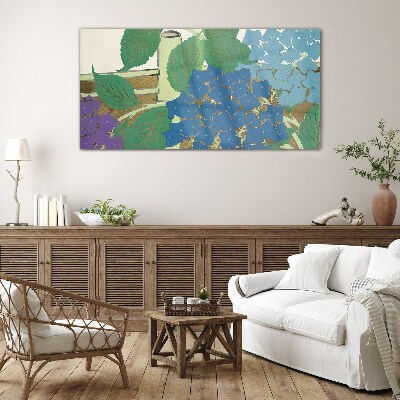 Floral compositions in pastel colors Glass art print