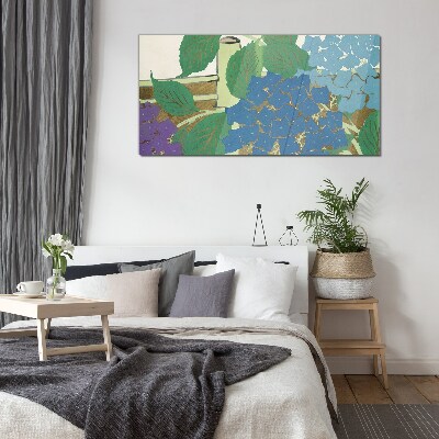 Floral compositions in pastel colors Glass art print
