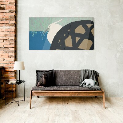 Bird in the landscape Wall art on glass