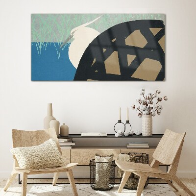 Bird in the landscape Wall art on glass