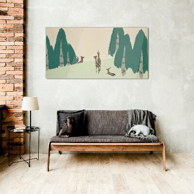 Forest deer against the background of trees Glass art print