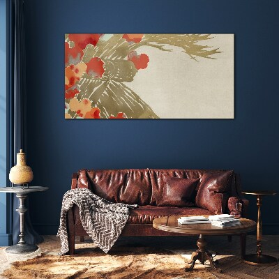 Floral motif in warm shades Wall art on glass