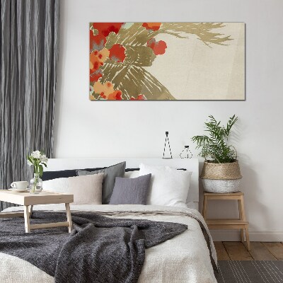 Floral motif in warm shades Wall art on glass