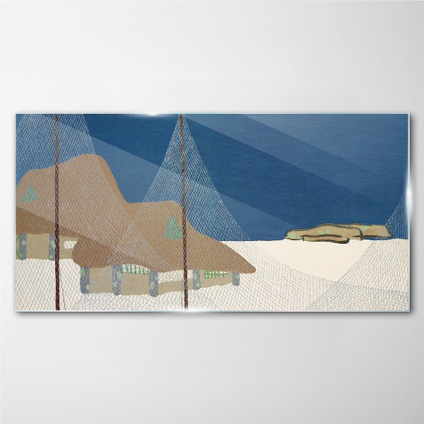 Abstraction snow cottage heaven Glass Wall Art