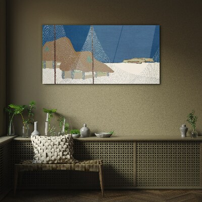 Abstraction snow cottage heaven Glass Wall Art