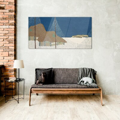 Abstract landscape with mesh Glass art print