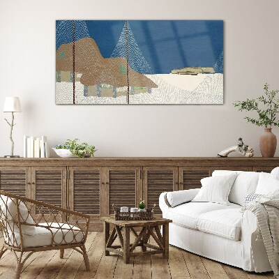 Abstraction snow cottage heaven Glass Wall Art