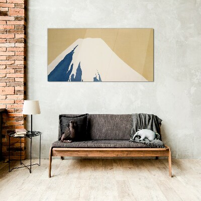 The mountain in blue warmth Wall art on glass