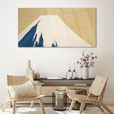 The mountain in blue warmth Wall art on glass