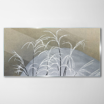 Abstract plants snow Glass Wall Art