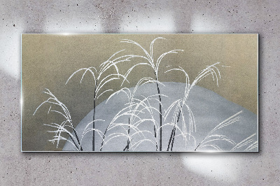 Abstract plants snow Glass Wall Art