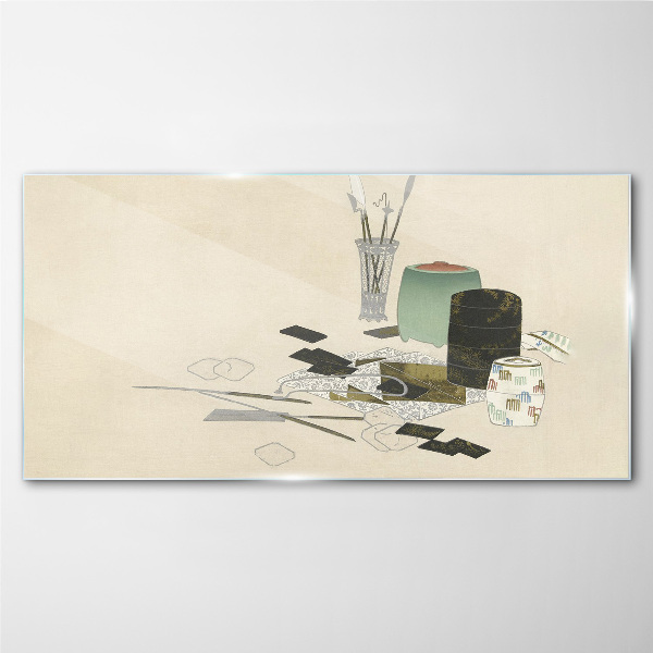 Minimalist composition with ceramics Glass art print