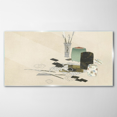 Minimalist composition with ceramics Glass art print