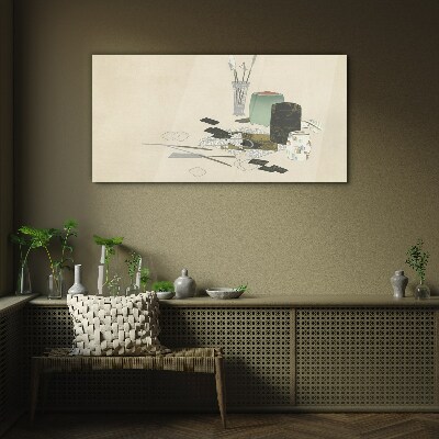 Minimalist composition with ceramics Glass art print