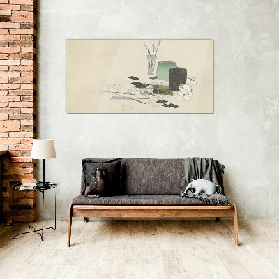 Minimalist composition with ceramics Glass art print