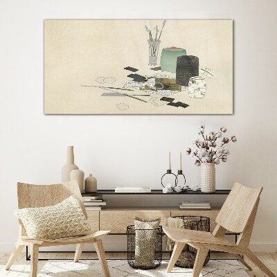 Minimalist composition with ceramics Glass art print
