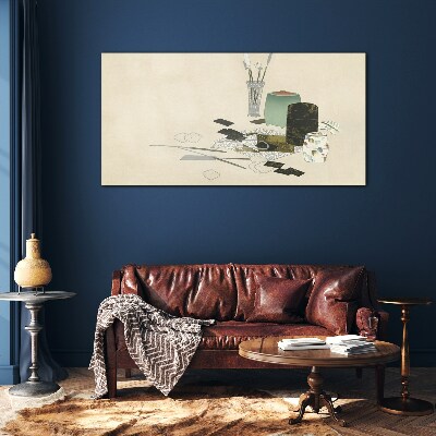 Minimalist composition with ceramics Glass art print