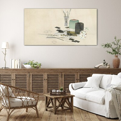 Minimalist composition with ceramics Glass art print