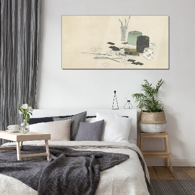 Minimalist composition with ceramics Glass art print