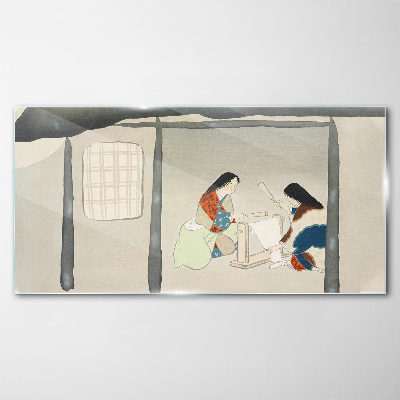 Working in a Traditional Japanese Village Wall art on glass